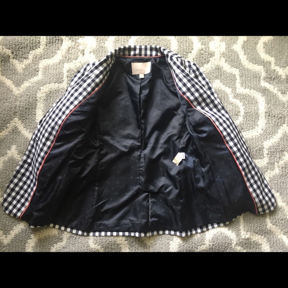 Sz 0 Banana Republic Checker Blazer Navy RN 54023 - Picture 6 of 8